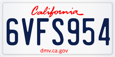 CA license plate 6VFS954