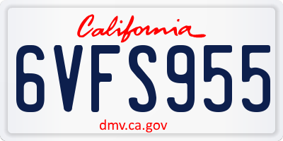 CA license plate 6VFS955