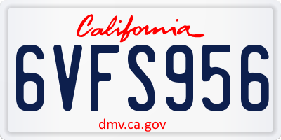 CA license plate 6VFS956