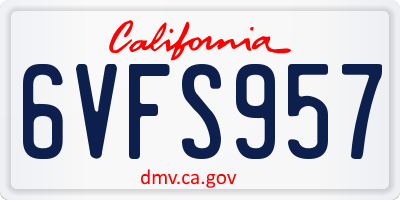 CA license plate 6VFS957