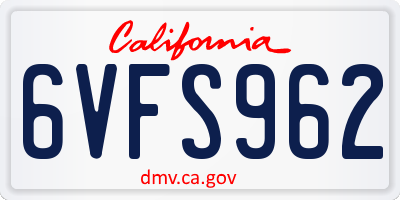 CA license plate 6VFS962