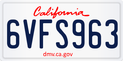 CA license plate 6VFS963