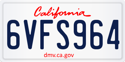 CA license plate 6VFS964