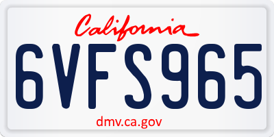 CA license plate 6VFS965
