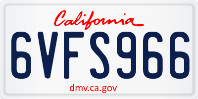 CA license plate 6VFS966