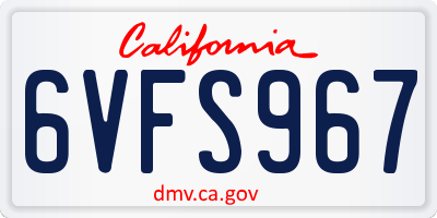 CA license plate 6VFS967