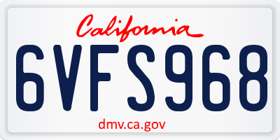 CA license plate 6VFS968