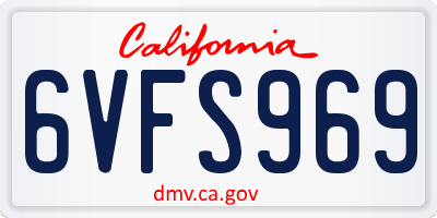 CA license plate 6VFS969