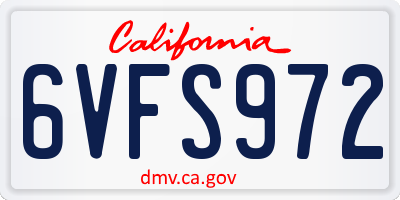 CA license plate 6VFS972