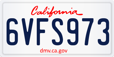 CA license plate 6VFS973