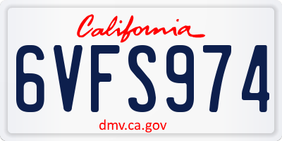 CA license plate 6VFS974