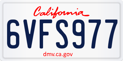 CA license plate 6VFS977