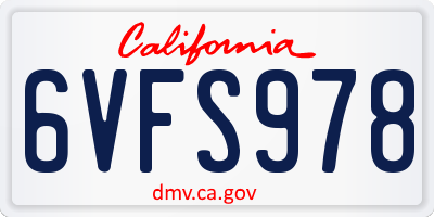 CA license plate 6VFS978