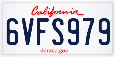 CA license plate 6VFS979