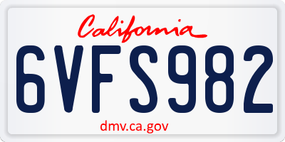 CA license plate 6VFS982