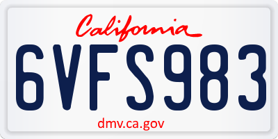 CA license plate 6VFS983