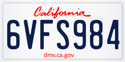 CA license plate 6VFS984