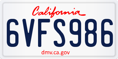 CA license plate 6VFS986