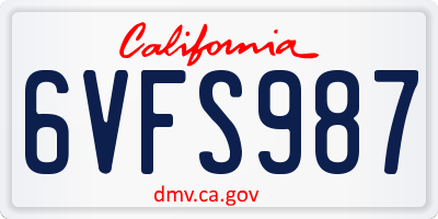 CA license plate 6VFS987