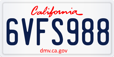 CA license plate 6VFS988