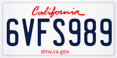 CA license plate 6VFS989