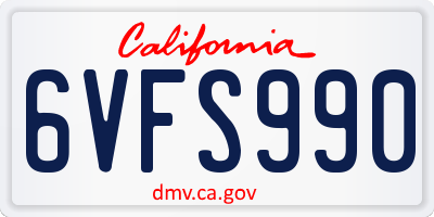 CA license plate 6VFS990