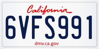 CA license plate 6VFS991