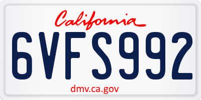 CA license plate 6VFS992