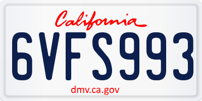 CA license plate 6VFS993