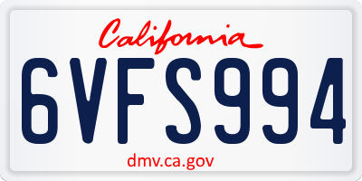 CA license plate 6VFS994