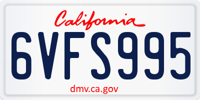 CA license plate 6VFS995