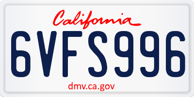 CA license plate 6VFS996