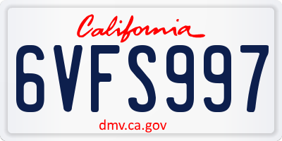CA license plate 6VFS997