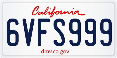 CA license plate 6VFS999