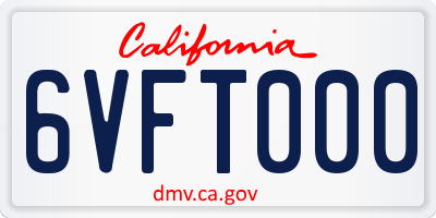 CA license plate 6VFT000