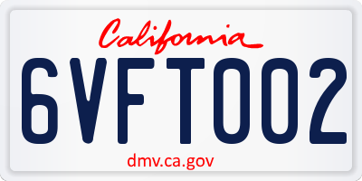 CA license plate 6VFT002