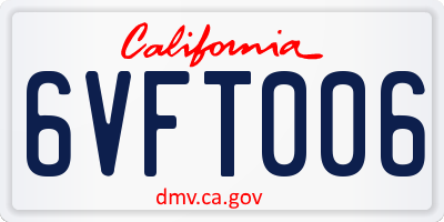 CA license plate 6VFT006
