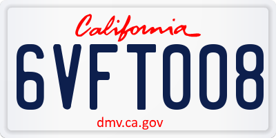 CA license plate 6VFT008