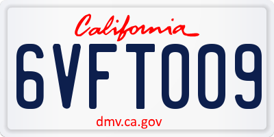 CA license plate 6VFT009