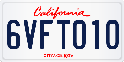 CA license plate 6VFT010