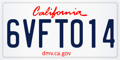 CA license plate 6VFT014