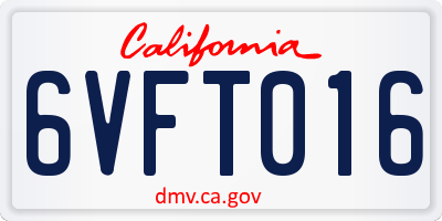 CA license plate 6VFT016
