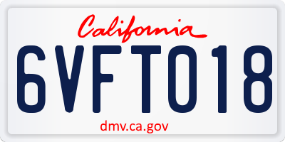 CA license plate 6VFT018