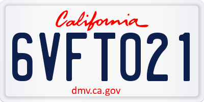 CA license plate 6VFT021