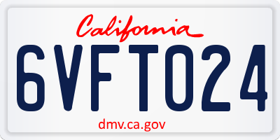 CA license plate 6VFT024