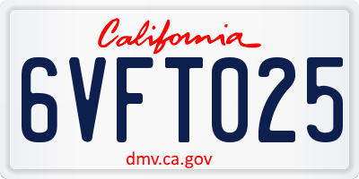 CA license plate 6VFT025