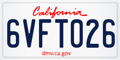 CA license plate 6VFT026