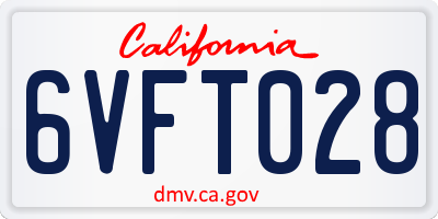 CA license plate 6VFT028