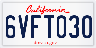 CA license plate 6VFT030