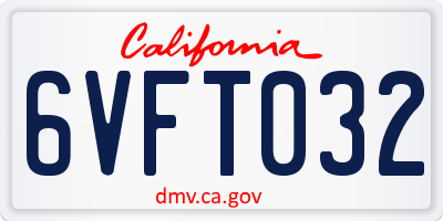 CA license plate 6VFT032